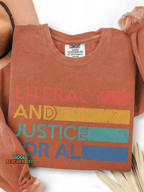 Literacy and Justice For All Print Casual Sweatshirt