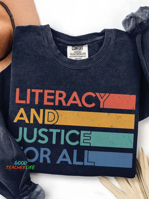 Literacy and Justice For All Print Casual Sweatshirt