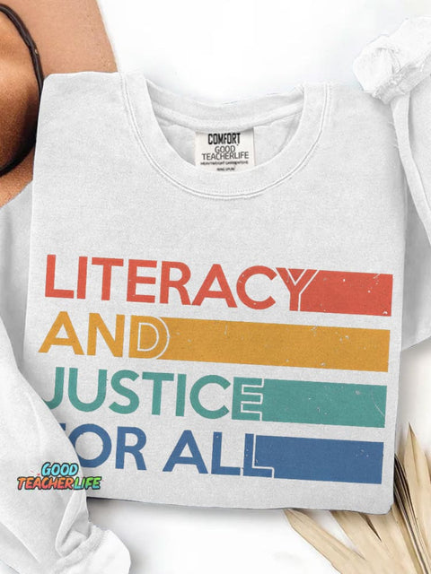 Literacy and Justice For All Print Casual Sweatshirt