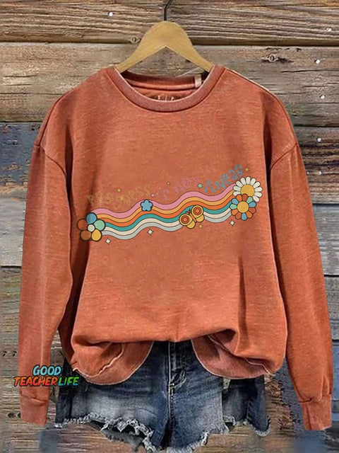 Progress Is Not Linear SPED Teacher Inclusive Education Print Casual Sweatshirt