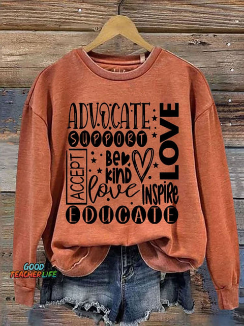 Sped Teacher Inclusion Matter Be Kind Autism Awareness Print Casual Sweatshirt