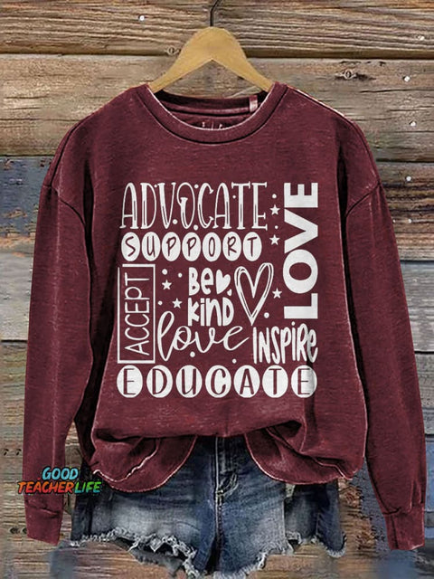 Sped Teacher Inclusion Matter Be Kind Autism Awareness Print Casual Sweatshirt