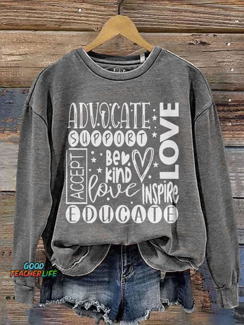 Sped Teacher Inclusion Matter Be Kind Autism Awareness Print Casual Sweatshirt