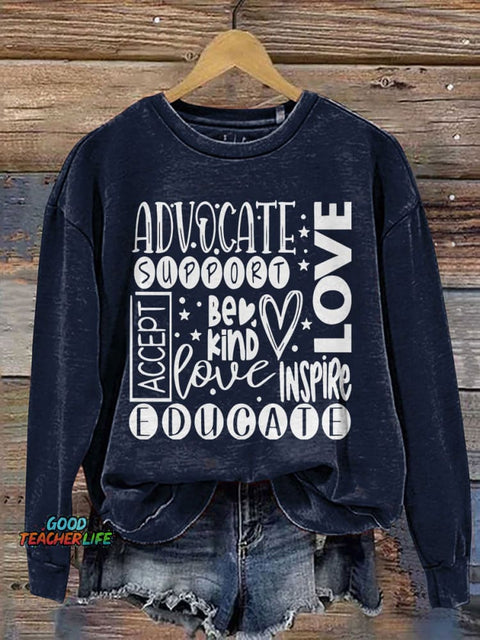 Sped Teacher Inclusion Matter Be Kind Autism Awareness Print Casual Sweatshirt