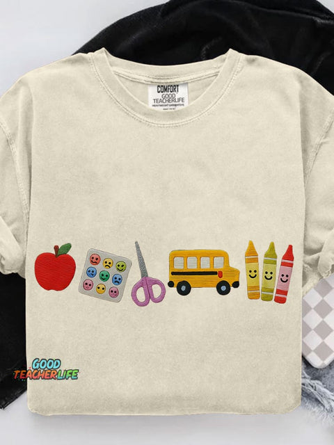 Apple Teacher Casual Print T-shirt