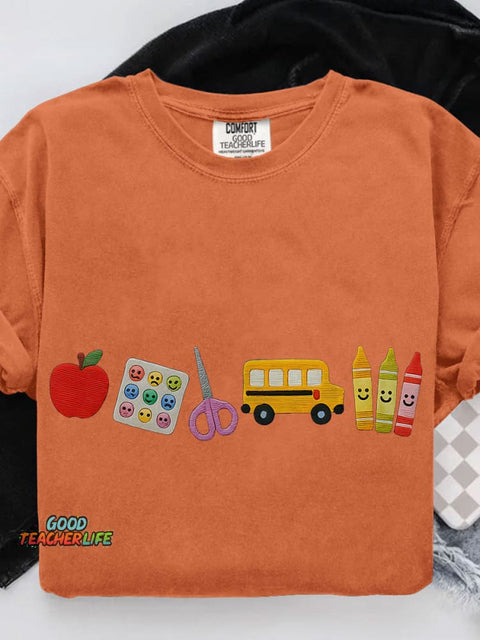 Apple Teacher Casual Print T-shirt