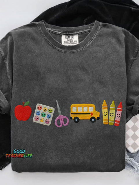 Apple Teacher Casual Print T-shirt