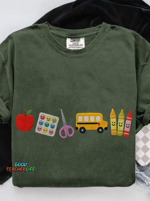 Apple Teacher Casual Print T-shirt