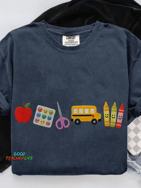 Apple Teacher Casual Print T-shirt