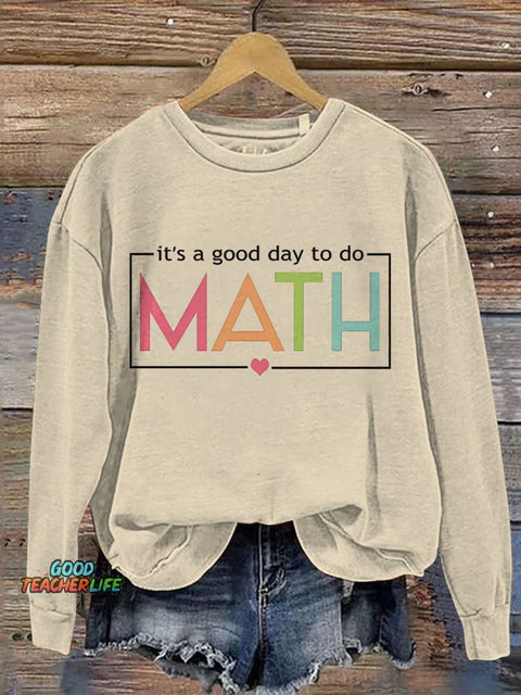 Funny Math Teacher Print Casual Sweatshirt