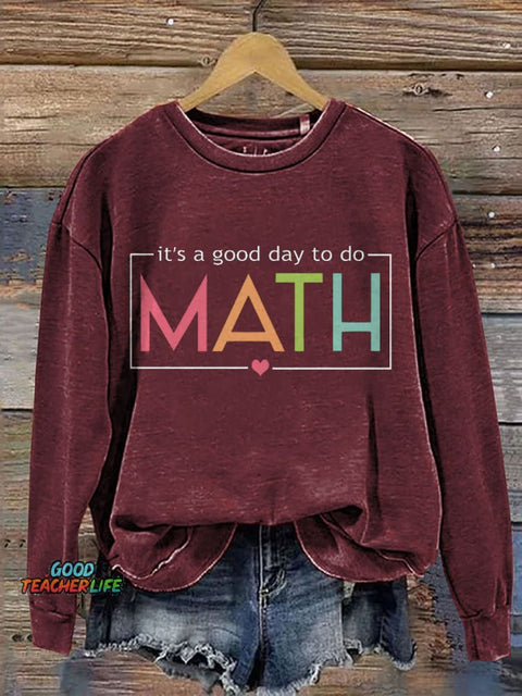 Funny Math Teacher Print Casual Sweatshirt
