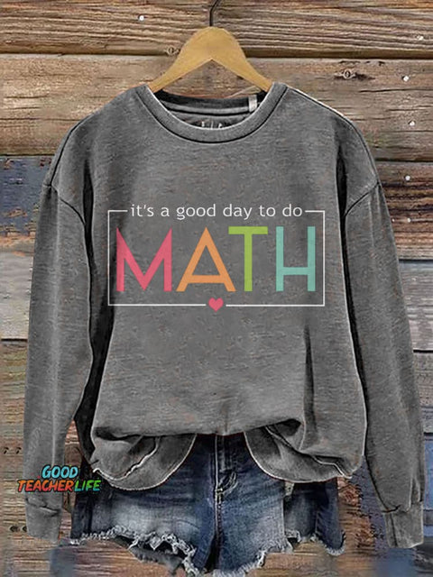 Funny Math Teacher Print Casual Sweatshirt
