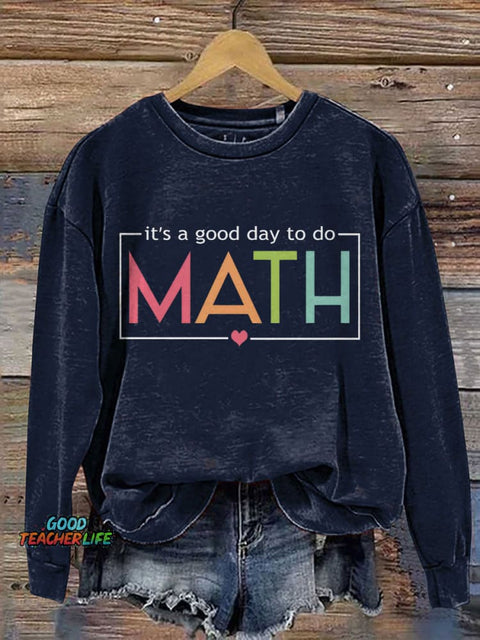 Funny Math Teacher Print Casual Sweatshirt