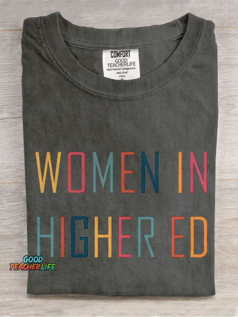 Women In Higher Ed Casual Print T-shirt