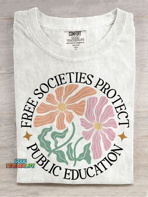 Fund Public Schools Public Education Justice Special Education Casual Print T-shirt