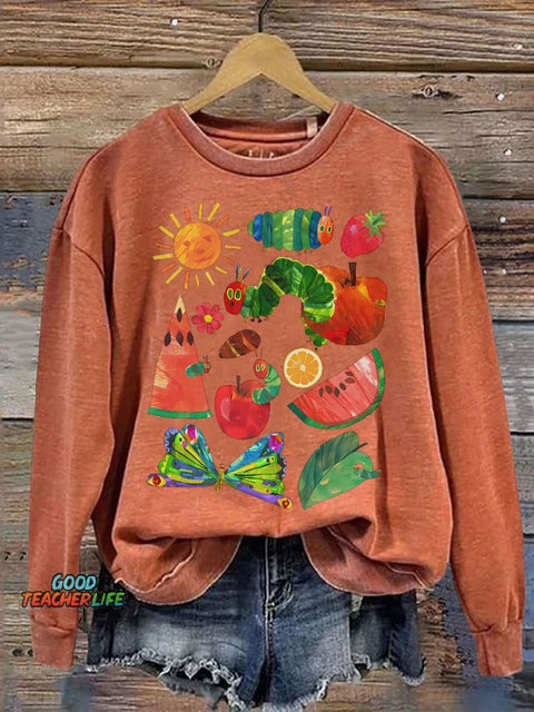 Hungry Caterpillar Back To School Hungry Caterpillar Teacher Print Casual Sweatshirt