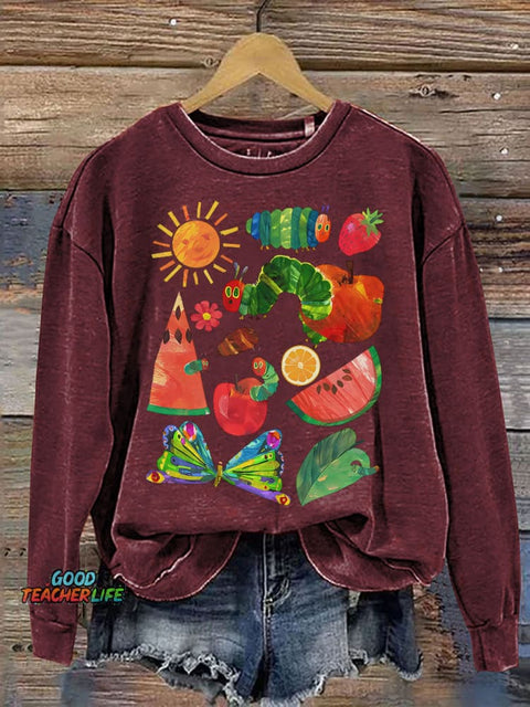 Hungry Caterpillar Back To School Hungry Caterpillar Teacher Print Casual Sweatshirt