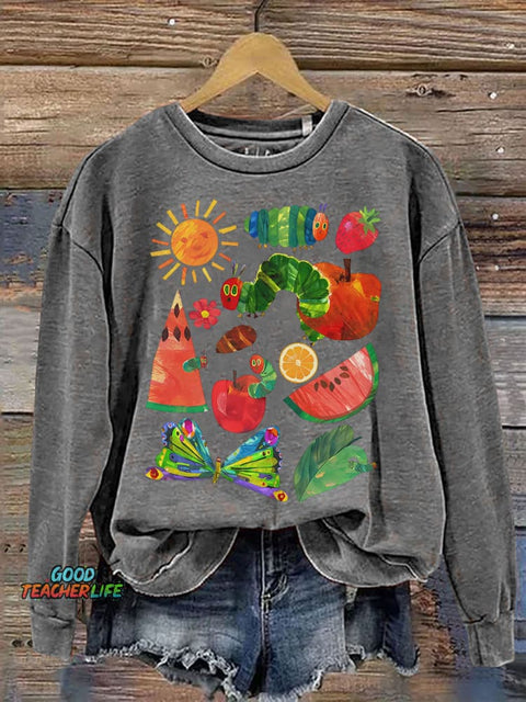 Hungry Caterpillar Back To School Hungry Caterpillar Teacher Print Casual Sweatshirt