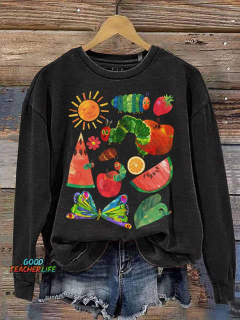 Hungry Caterpillar Back To School Hungry Caterpillar Teacher Print Casual Sweatshirt
