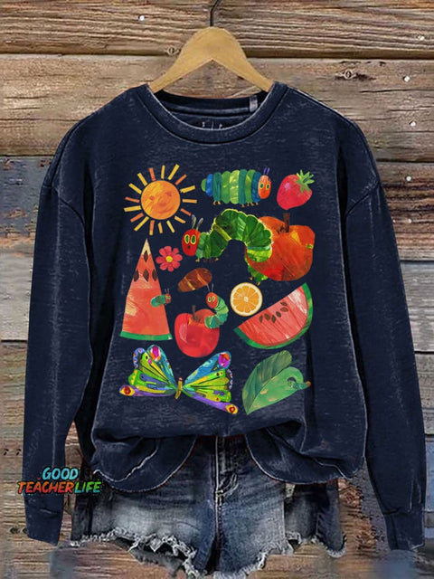 Hungry Caterpillar Back To School Hungry Caterpillar Teacher Print Casual Sweatshirt