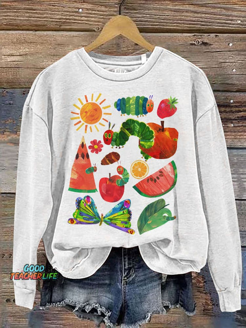 Hungry Caterpillar Back To School Hungry Caterpillar Teacher Print Casual Sweatshirt
