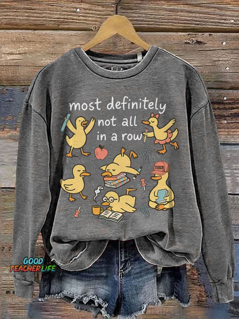 Funny Teacher Ducks In A Row Print Casual Sweatshirt