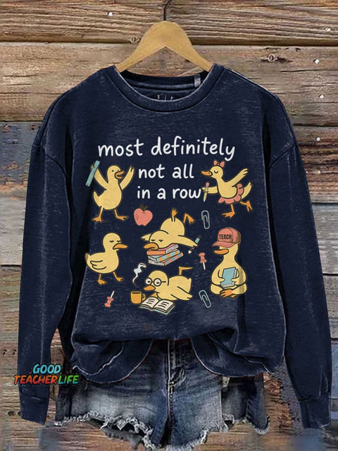 Funny Teacher Ducks In A Row Print Casual Sweatshirt