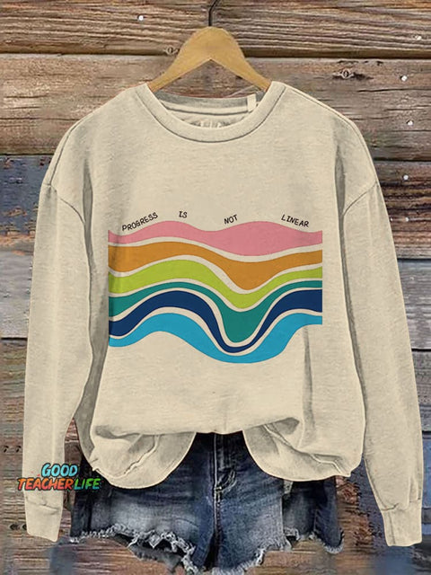 Progress Is Not Linear Print Casual Sweatshirt