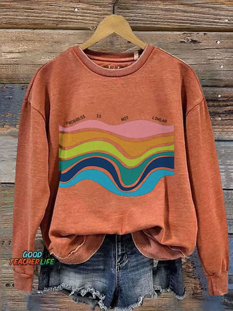 Progress Is Not Linear Print Casual Sweatshirt