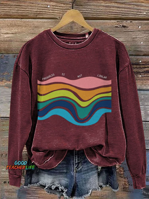 Progress Is Not Linear Print Casual Sweatshirt