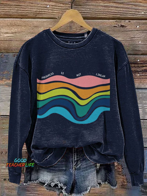 Progress Is Not Linear Print Casual Sweatshirt