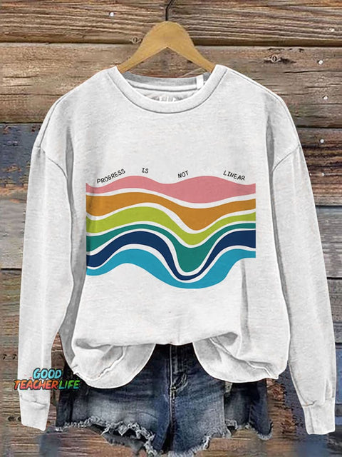 Progress Is Not Linear Print Casual Sweatshirt