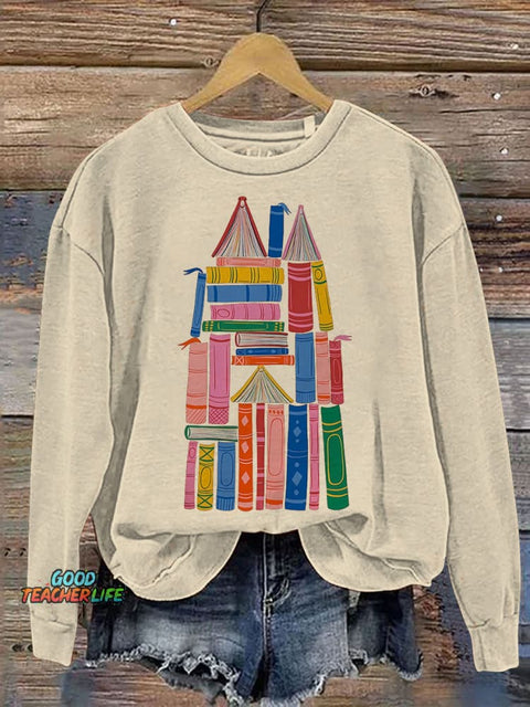 Book Castle Book Art Nursery Room Reading Print Casual Sweatshirt