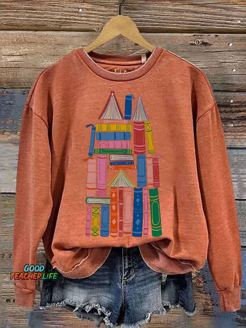 Book Castle Book Art Nursery Room Reading Print Casual Sweatshirt