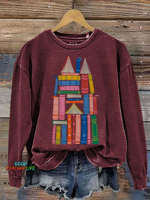 Book Castle Book Art Nursery Room Reading Print Casual Sweatshirt
