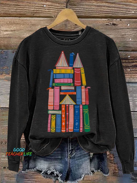 Book Castle Book Art Nursery Room Reading Print Casual Sweatshirt