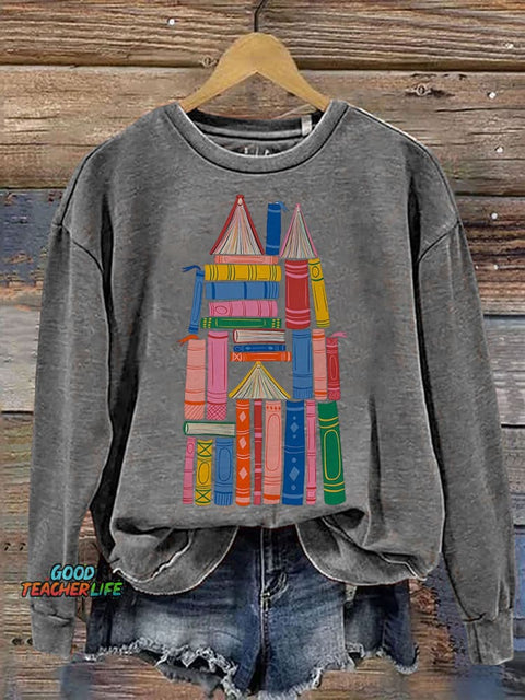 Book Castle Book Art Nursery Room Reading Print Casual Sweatshirt