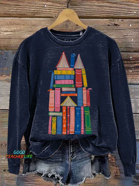 Book Castle Book Art Nursery Room Reading Print Casual Sweatshirt