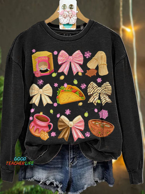 Christmas Coquette bow Christmas Mexican Casual  Sweatshirt