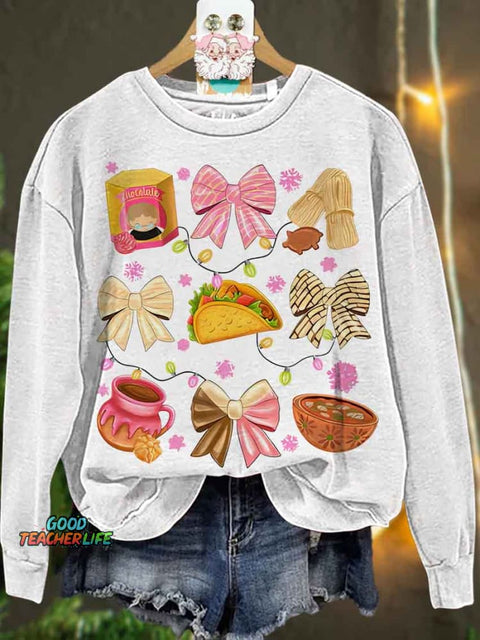 Christmas Coquette bow Christmas Mexican Casual  Sweatshirt