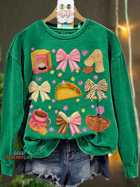 Christmas Coquette bow Christmas Mexican Casual  Sweatshirt