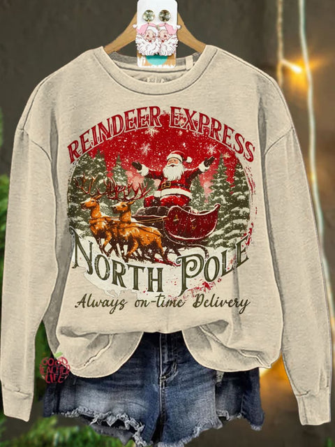 Christmas North pole Reindeer Santa Casual  Sweatshirt