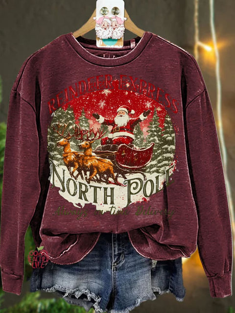 Christmas North pole Reindeer Santa Casual  Sweatshirt