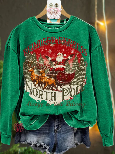 Christmas North pole Reindeer Santa Casual  Sweatshirt