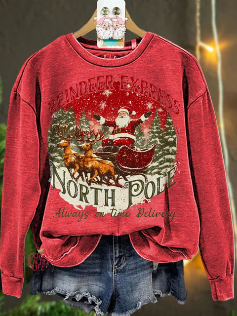 Christmas North pole Reindeer Santa Casual  Sweatshirt