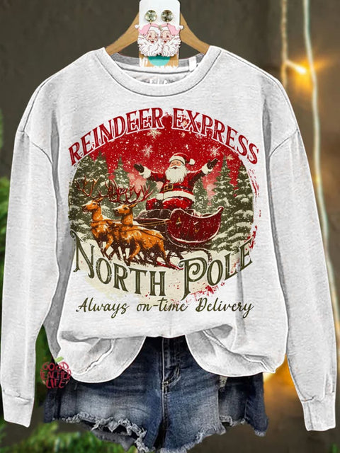 Christmas North pole Reindeer Santa Casual  Sweatshirt