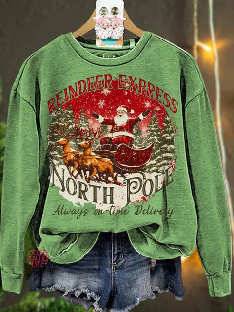 Christmas North pole Reindeer Santa Casual  Sweatshirt