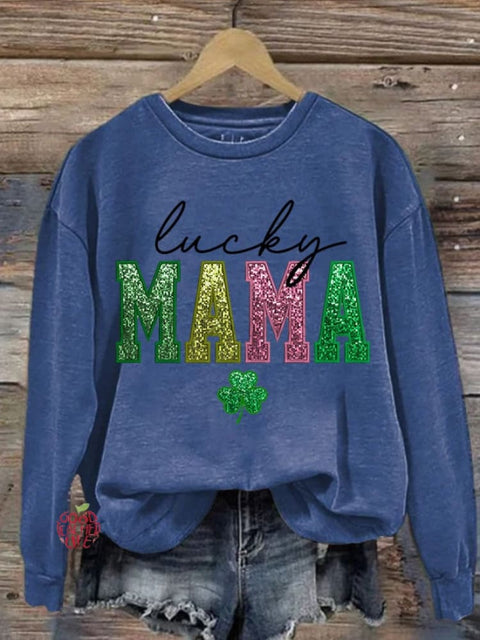 Women's St. Patrick's Day Luck MAMA Printed Sweatshirt