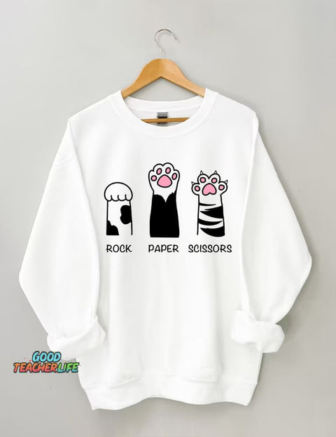 Rock Paper Scissors Cat Sweatshirt