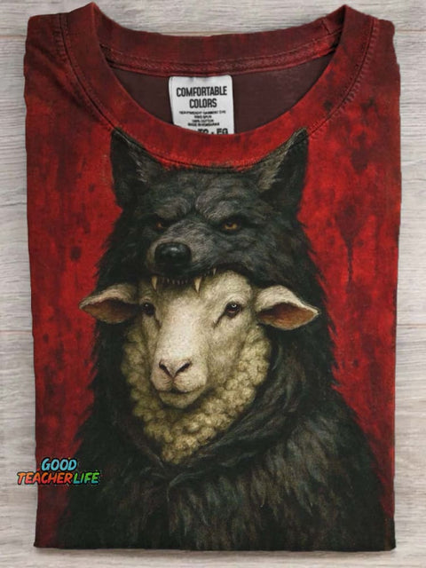 Sheep in Wolf's Clothing Printed Casual Short Sleeve T-Shirt